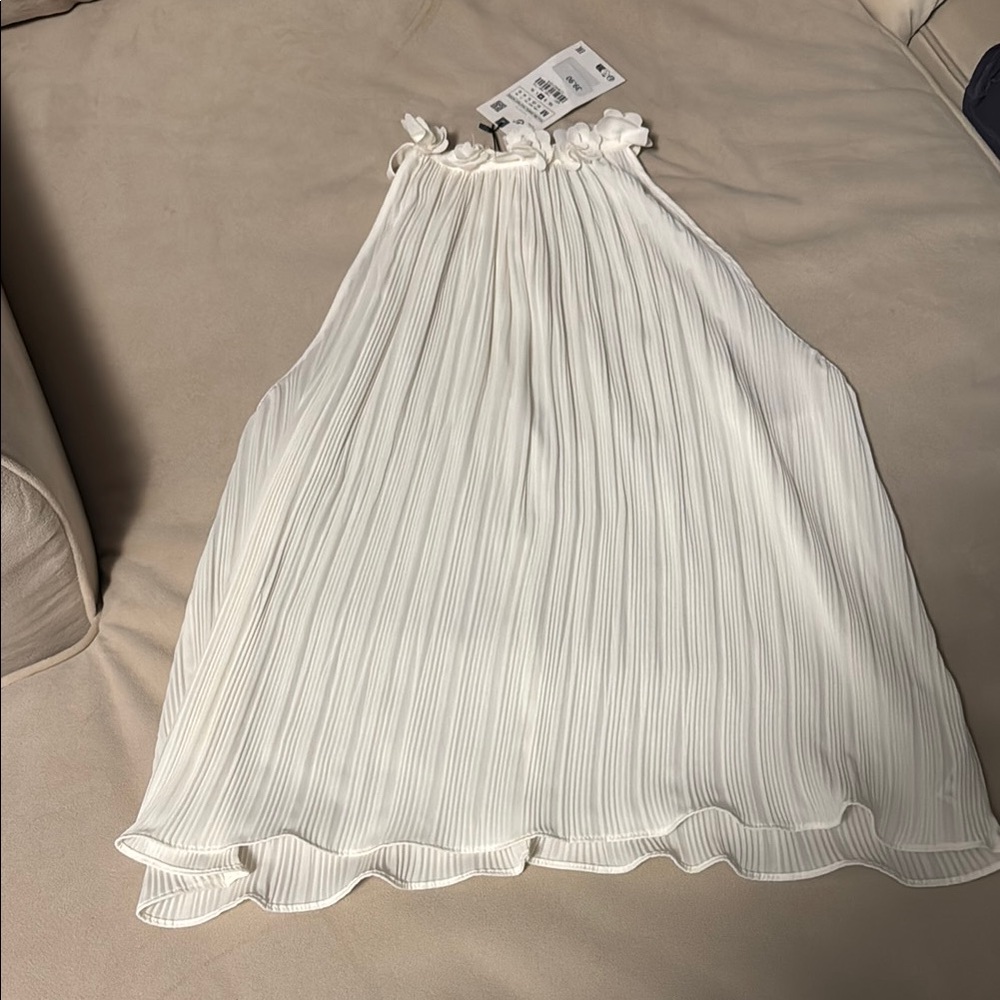 Elegant White Pleated Halter Top